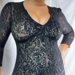 Miss Sixty Collection Black Lace Psychedelic Print Dress | Made in Italy Size L